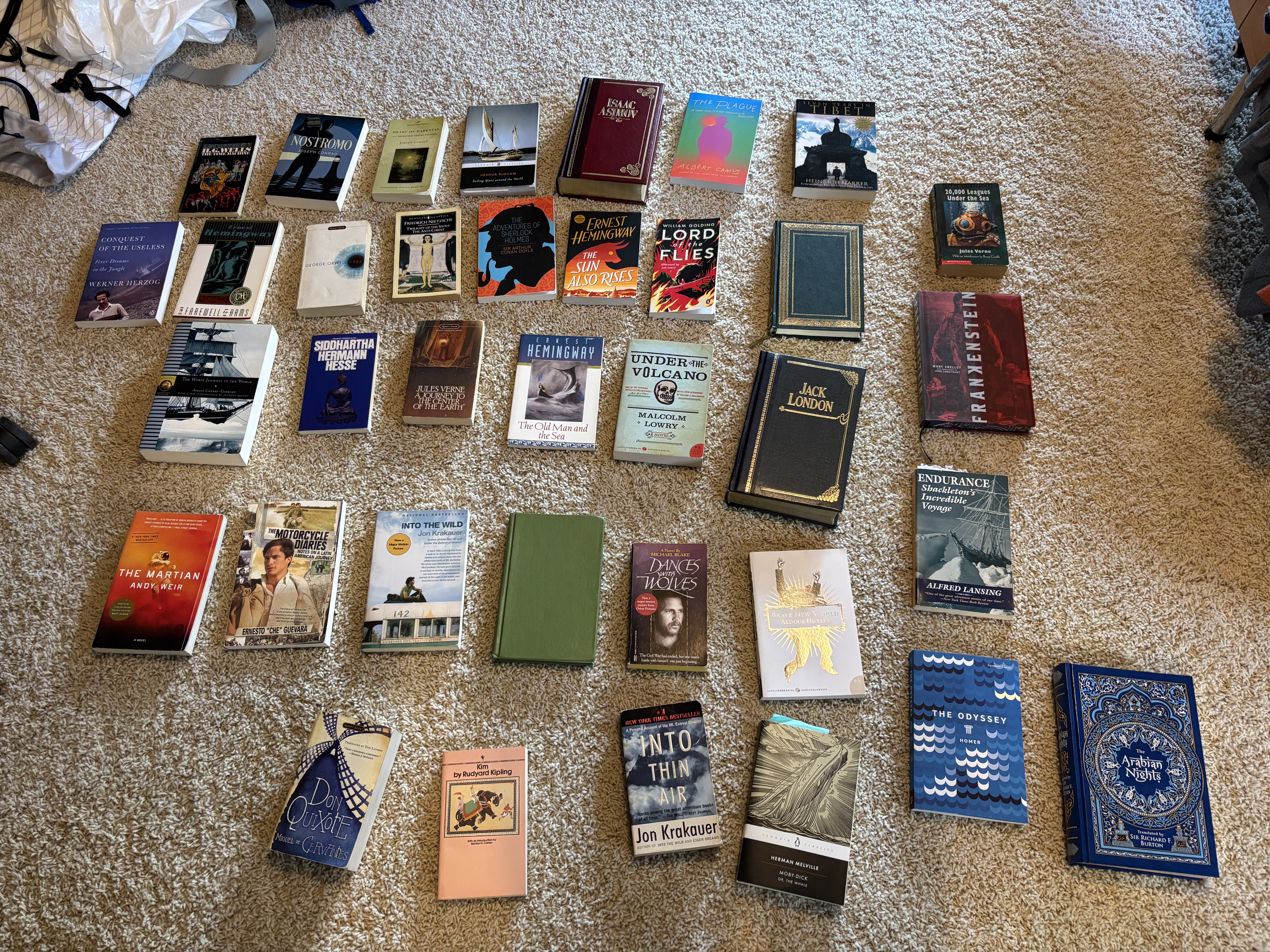 Books arranged as a New World reading list